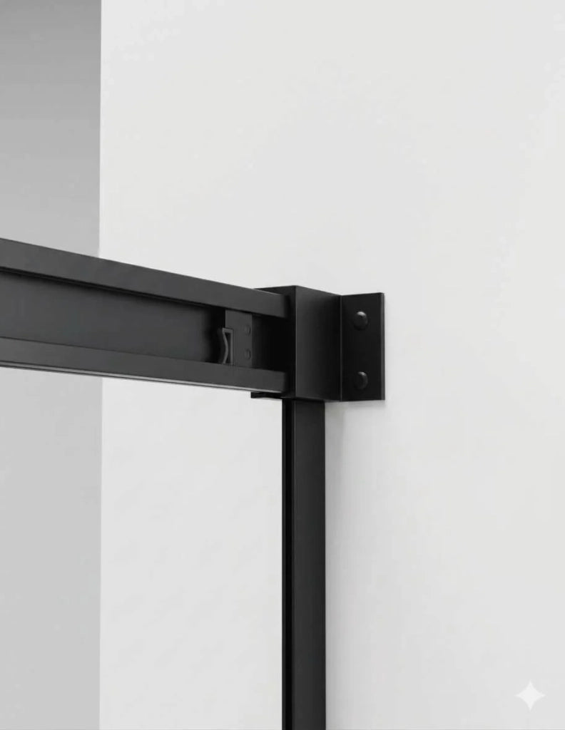 Box doccia THALASSA (BASIC) 1+1 con lato fisso laterale 145x75 cm Nero vetro trasparente