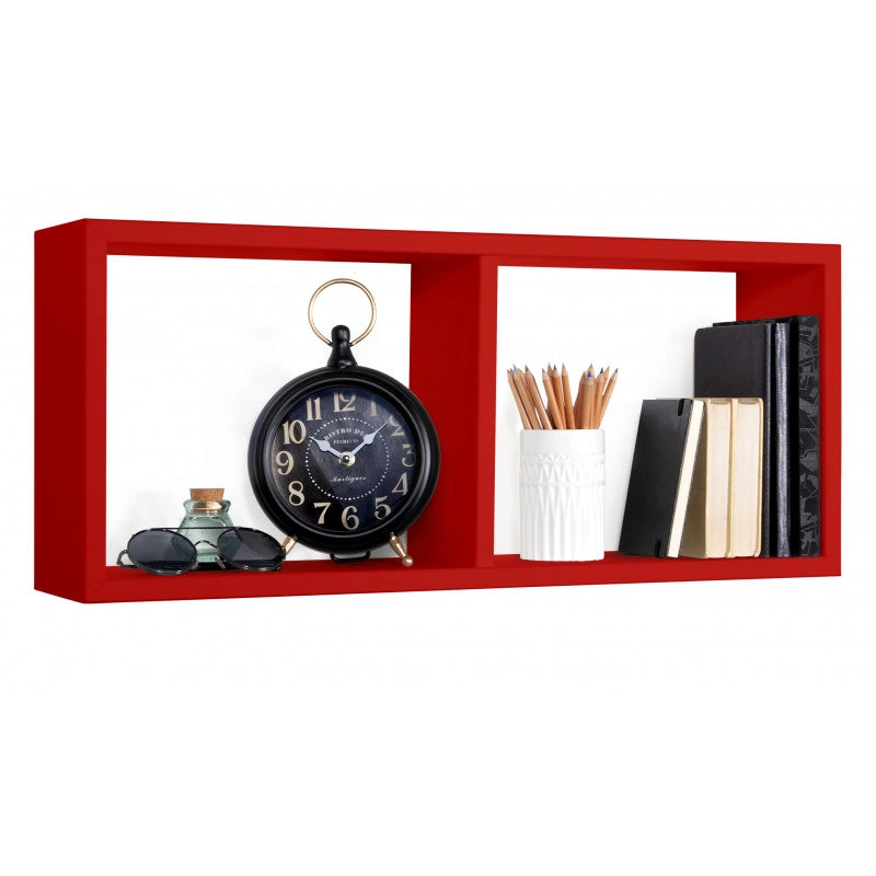 Mensola da Muro, Libreria Sospesa, Libreria da Parete, Scaffale da Parete, Rosso, 70x30 p15,5 cm - Morgana