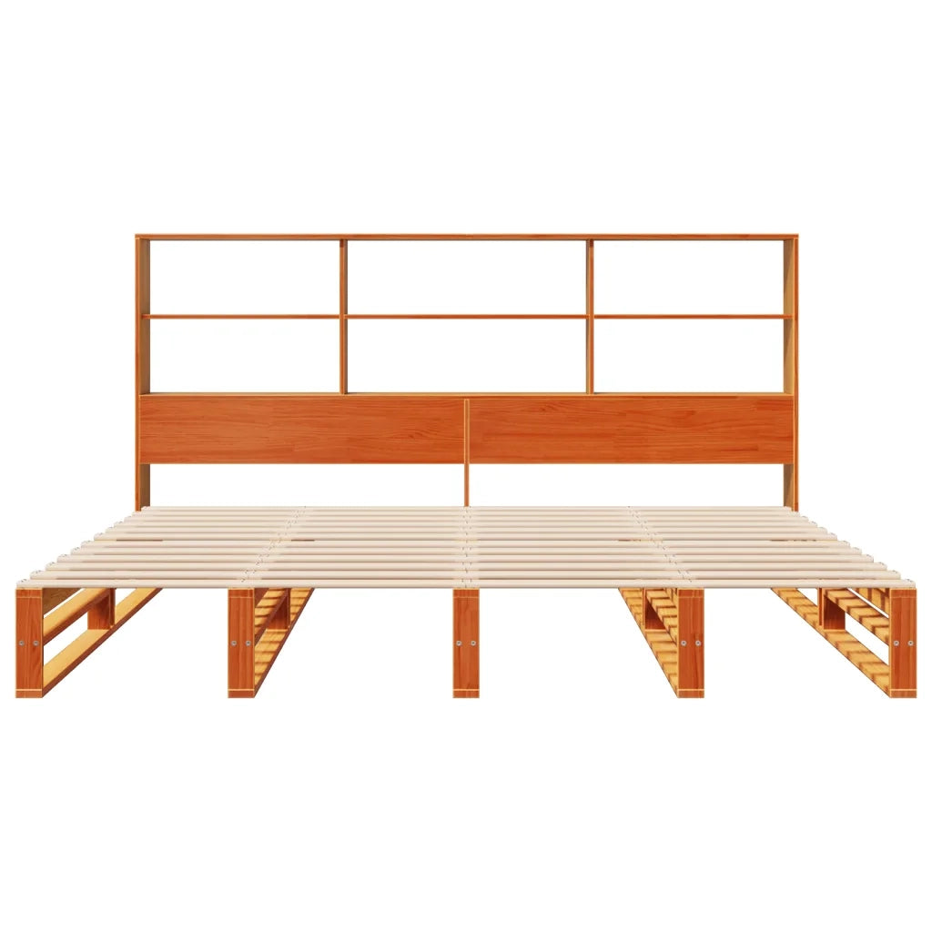 Letto Libreria senza Materasso Marrone Cera 200x200 cm Legno 3323934
