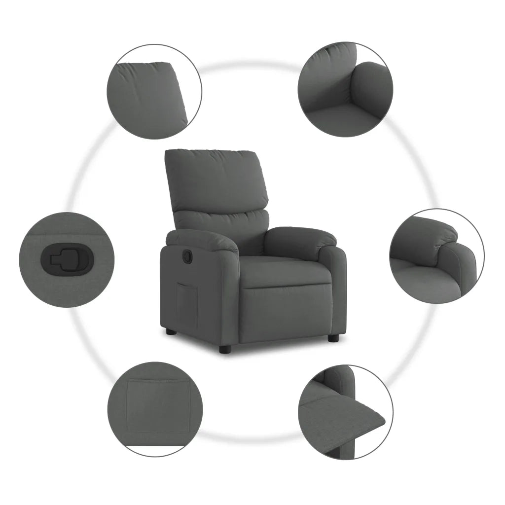 Divano Sedia-Poltrona reclinabile in tessuto grigio scuro 813452