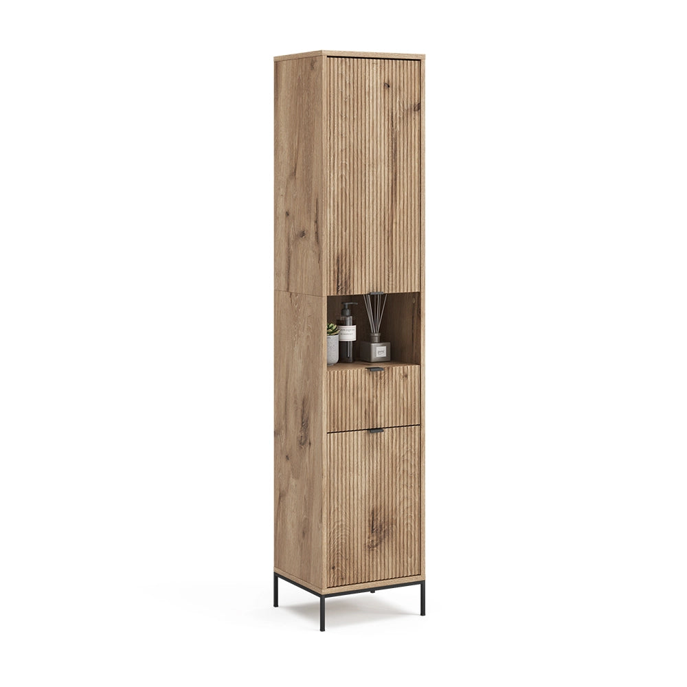 Vicco Mobiletto da bagno Quercia vichinga 40 x 190 cm con anta e cassetto