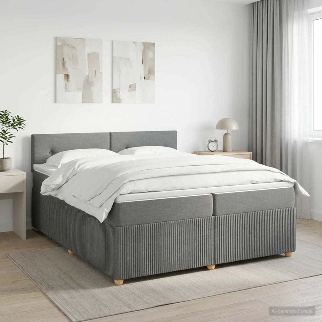 Letto box spring con materasso Grigio Scuro 200 x 200 cm 3451546