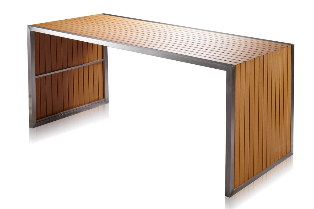 Set Bar Tavolo e 6 Sgabelli da Giardino in Acciaio e Sumpar Wood Kraus Donatello