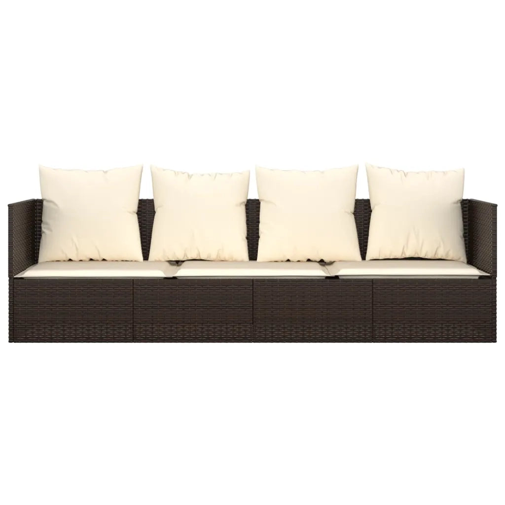 Lettino Prendisole | Sdraio da giardino | Lettino da sole da Esterno con Cuscini Marrone in Polyrattan