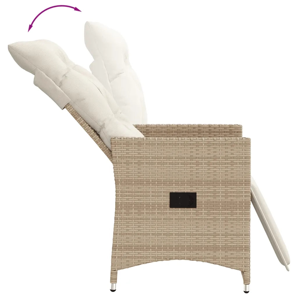 Set da BistrÃ² 3 pz con Cuscini Beige in Polyrattan