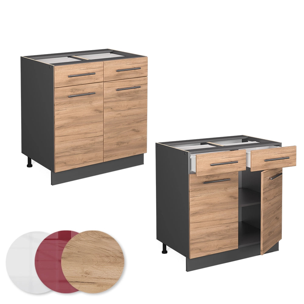 Vicco Mobiletto base per cucina Quercia dorata 80 cm senza piano di lavoro