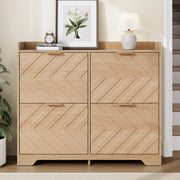Scarpiera 105x24x90 cm naturale in MDF; 4 vani a ribalta