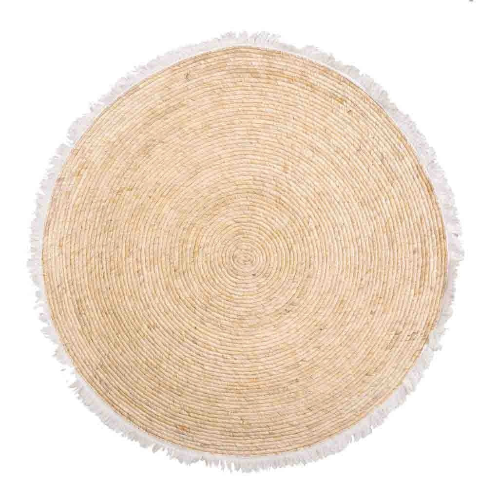 Tappeto marrone in fibra naturale intrecciato a mano d120x1h