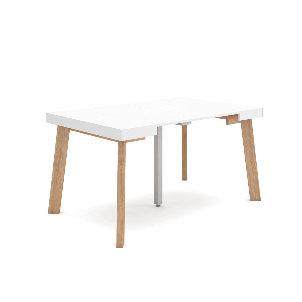Consolle allungabile, 140x90x73cm, Per 6 persone, Gambe in legno, Bianco RF3135