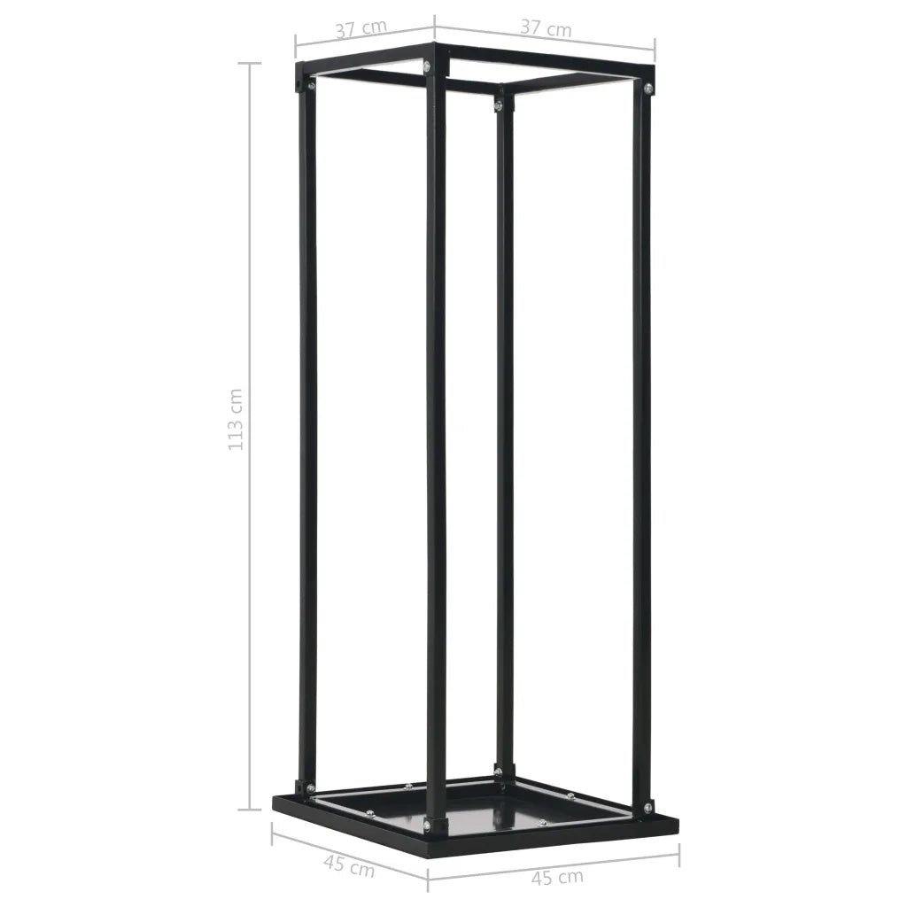 Rastrelliera per Legna da Ardere Base Nera 37x37x113cm Acciaio CFW6797097