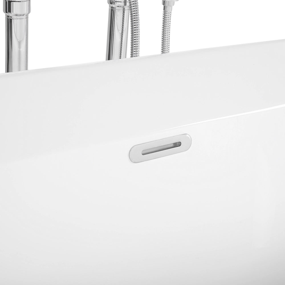 Vasca da bagno freestanding bianco sanitario ovale in acrilico singolo 170 x 80 cm dal design moderno