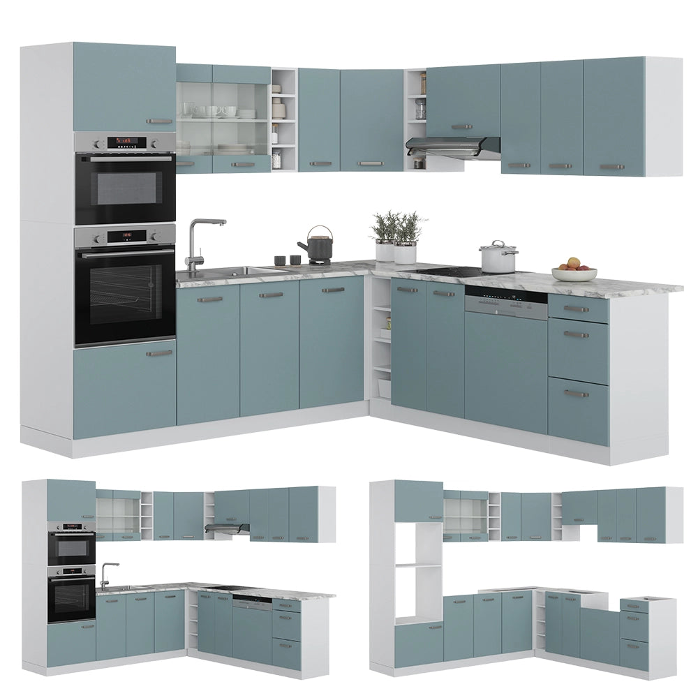 Vicco Cucina angolare completa Blu-grigio/bianco 237 x 247 cm , PL Antracite