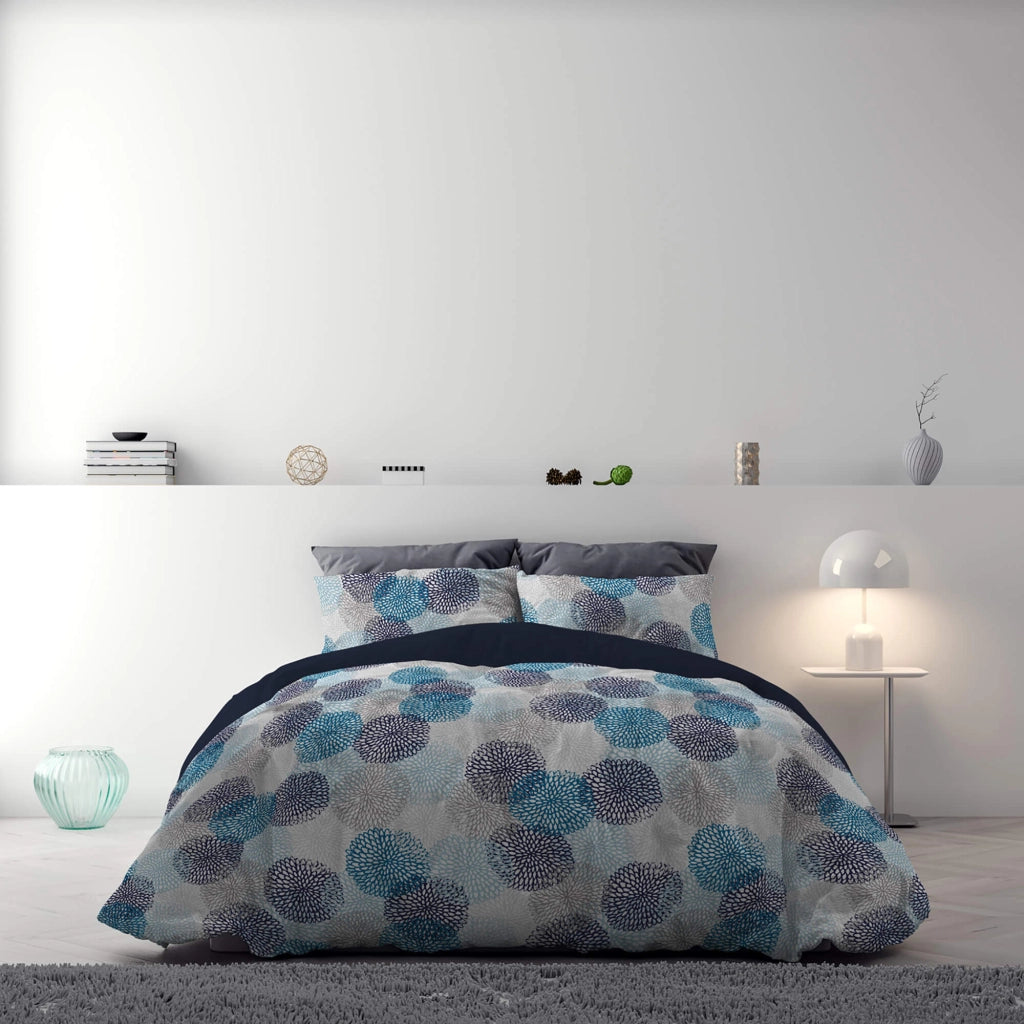 Copripiumino Singolo Double Face con Federe Stampato Soffioni Blu