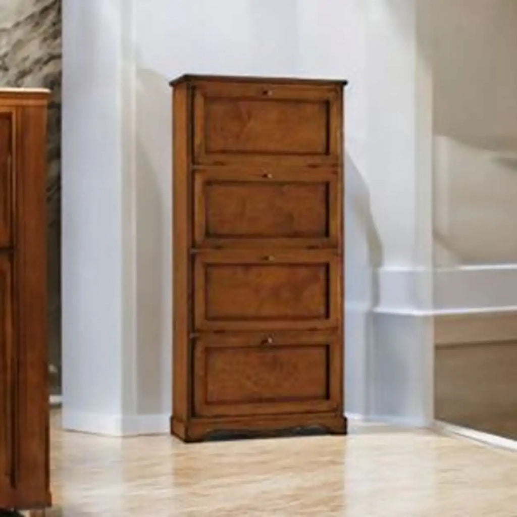 Scarpiera in legno arte povera noce scuro 4 ante