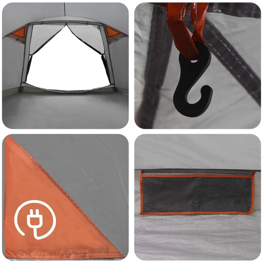 Tenda Capanna Grigio e arancione 8 persone Poliestere e Acciaio 42028589