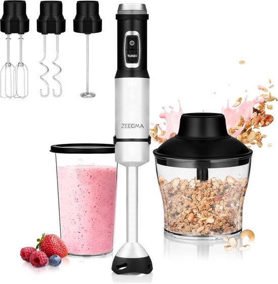 Set di Frullatore a Stantuffo - Manuale - Frullatore Set - Purea Stantuffo - Molino a Martelli - Macchina da Cucina - Acciaio Inox - 3 in 1 - Accessori per Mixer - Zuppe - Smoothie - Cibo per Bambini