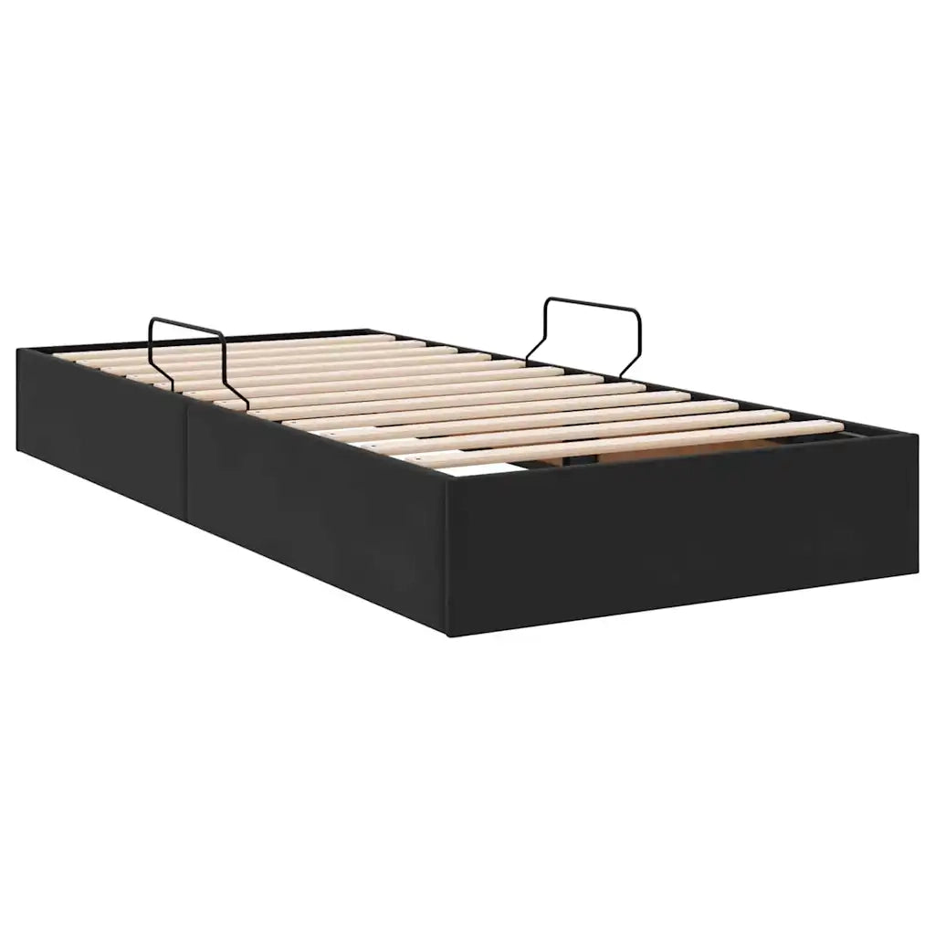 Letto con Contenitore con testiera Nero 90 x 190 cm Velluto