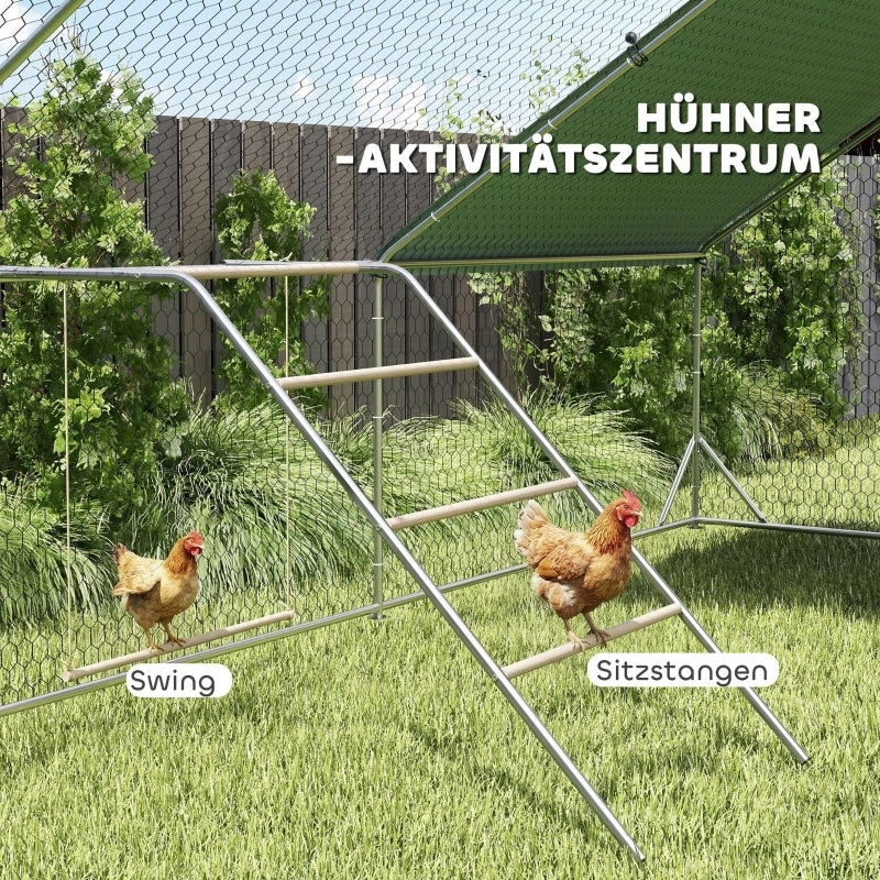 GIOCO PER GALLINE con 4 posatoi e altalena 82 x 150 x 110 cm Pino Argento