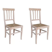 Set 2 sedie cucina classico legno grezzo seduta paglia 40x44x88 - Mobili 2G