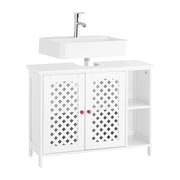 SoBuy Mobile Sottolavabo Bagno con 2 Ante e Ripiano Aperto – Mobiletto Bagno Sottolavabo in MDF E1, Ripiano Regolabile, Capacità 42kg – Mobili Salvaspazio 80x31,5x60,5cm BZR210-W