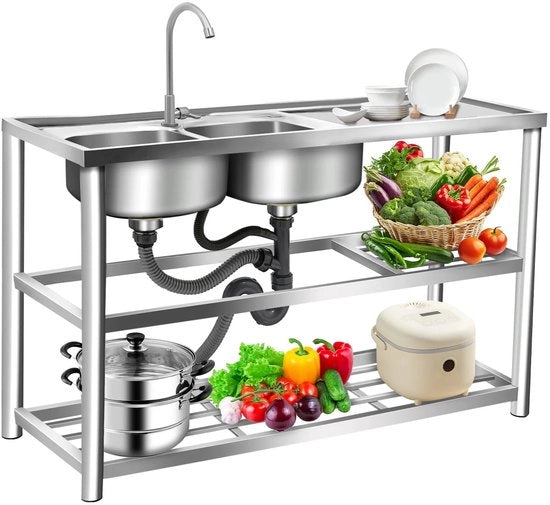 Set di rubinetti per cucina professionale a 3 vie, con rubinetto 360° girevole 

Modello: Dailygoods 
Codice: 3-delige vrijstaande dubbele spoelbak 

Specifiche tecniche: 
- Materiale: 
- Dimensioni: 
- Colore: 
- Garanzia: 1 anno
