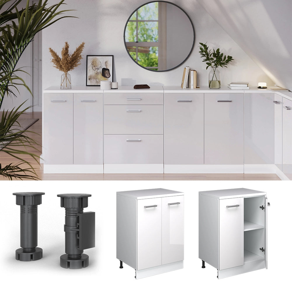 Mobile per mansarda Rion Bianco lucido/Bianco 60 x 83.8 cm senza inclinazione con 2 ante Vicco