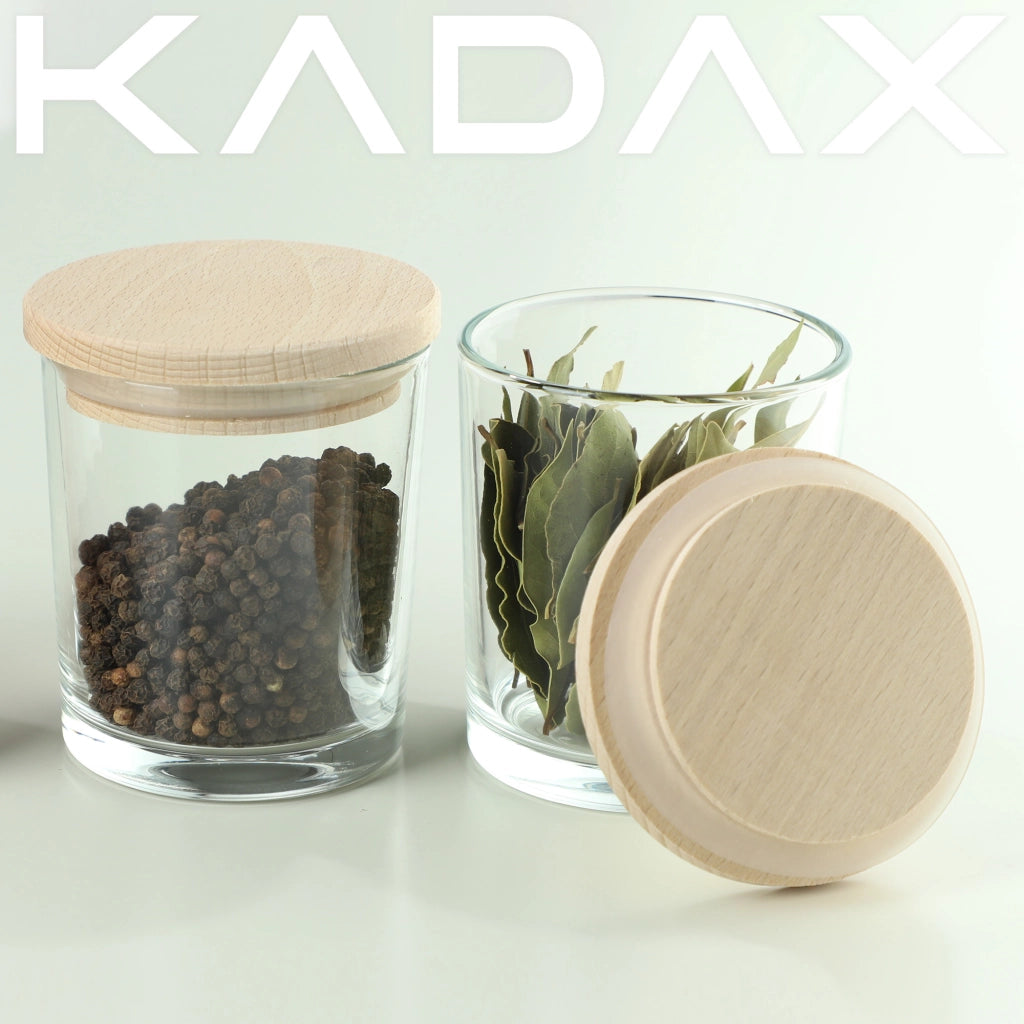 KADAX Contenitori per alimenti in vetro da 245 ml, organizer per spezie, confezione da 3 pezzi