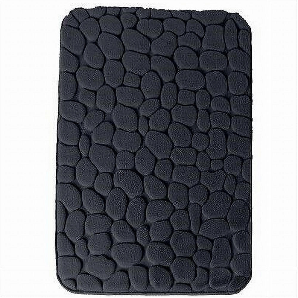 Trade Shop - Tappeto Tappetino In Tessuto Per Bagno Arredo 45x75 Cm Effetto Sassi Nero 69770 -