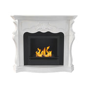 Camino a bioetanolo Aquileia, Caminetto ecologico, Focolare senza fumo, Riscaldatore ad etanolo, Made in Italy, 123x39 h100 cm, Bianco