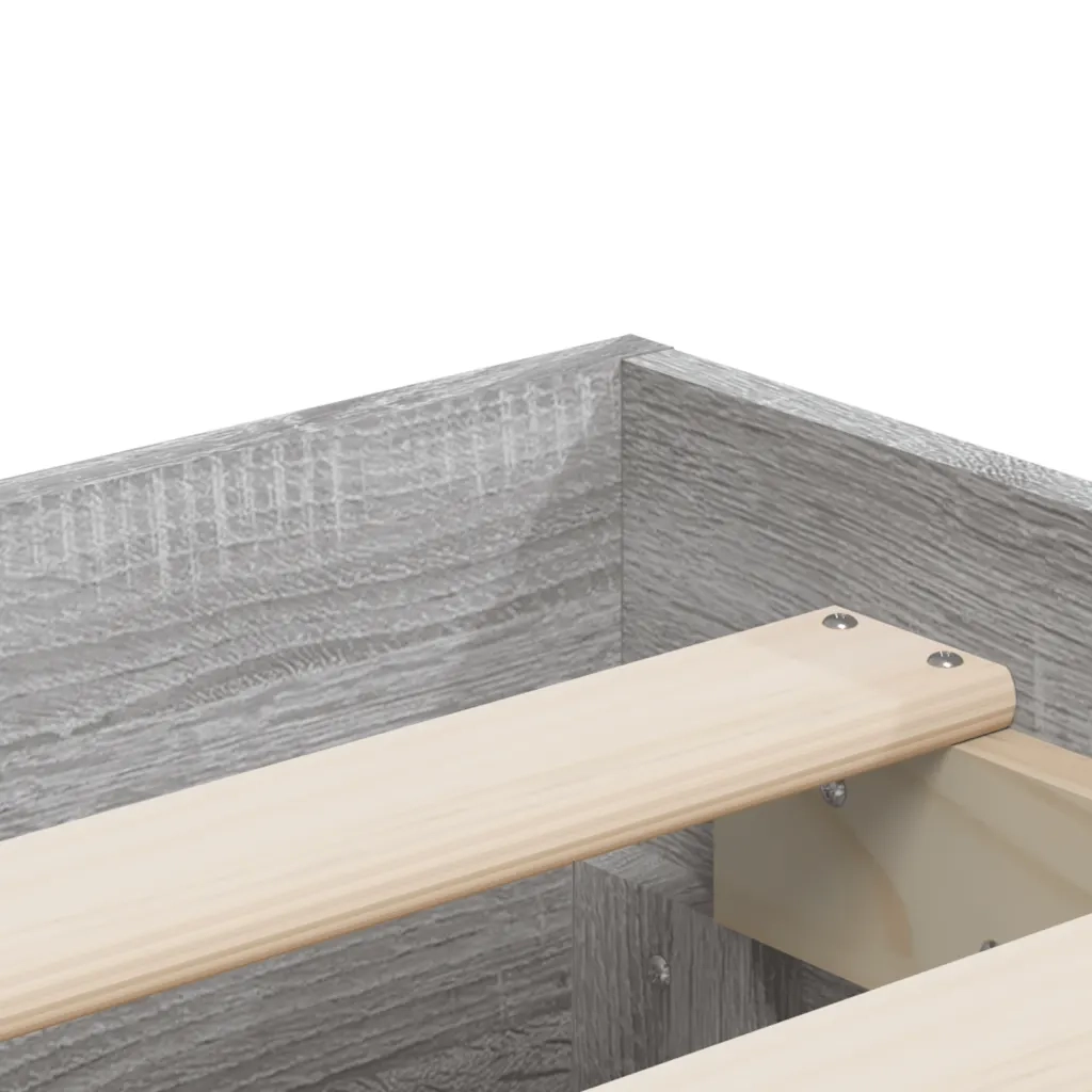 Letto matrimoniale | Letto per adulti | Giroletto Cassetti Grigio Sonoma 150x200 cm Legno Multistrato
