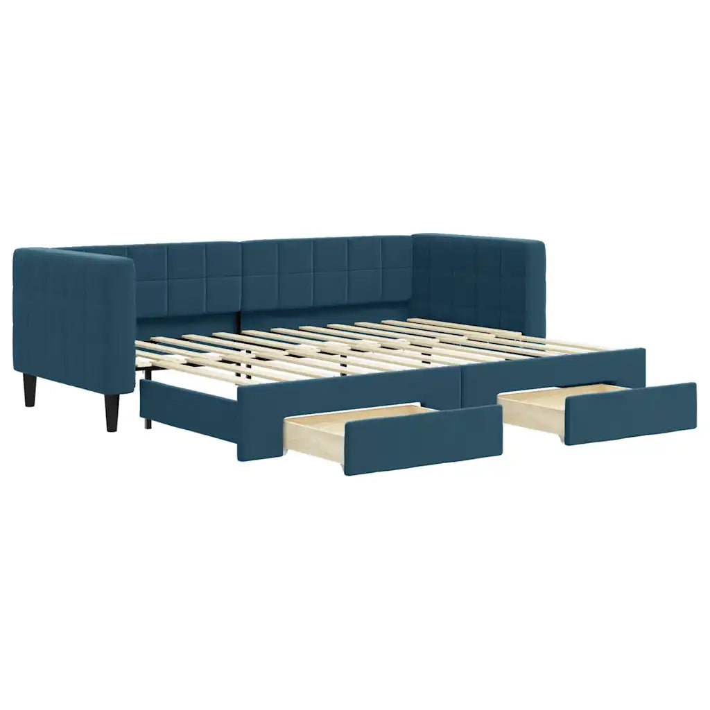 Divano Letto Estraibile con Cassetti Blu 80x200 cm in Velluto 3196731