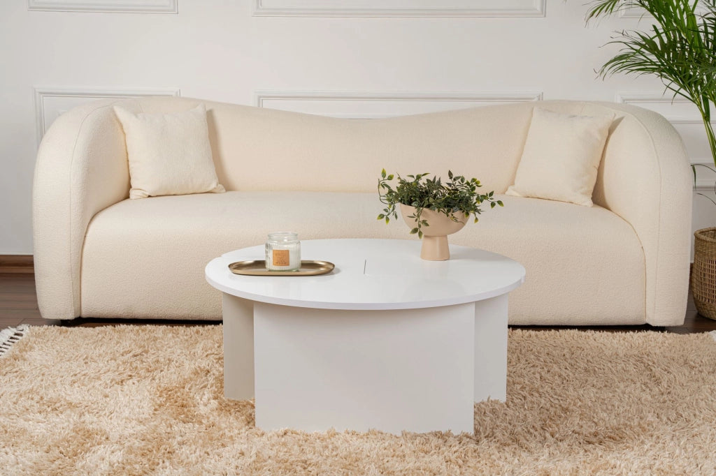 Tavolino in legno "Moira" 90 x 90 x 41 cm - Bianco naturale