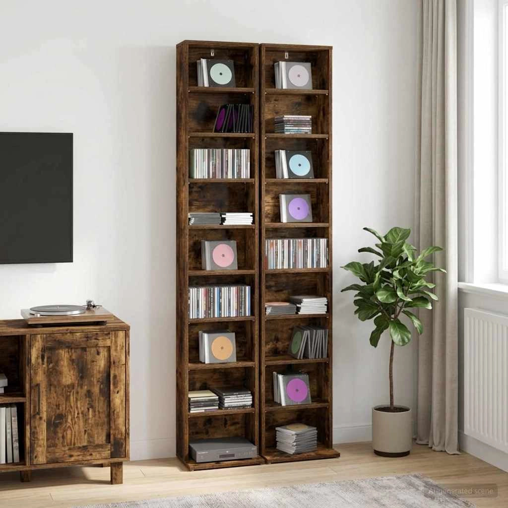 Mobile per CD 2 pz Rovere Fumo 33 x 23,5 x 175 cm 8012651