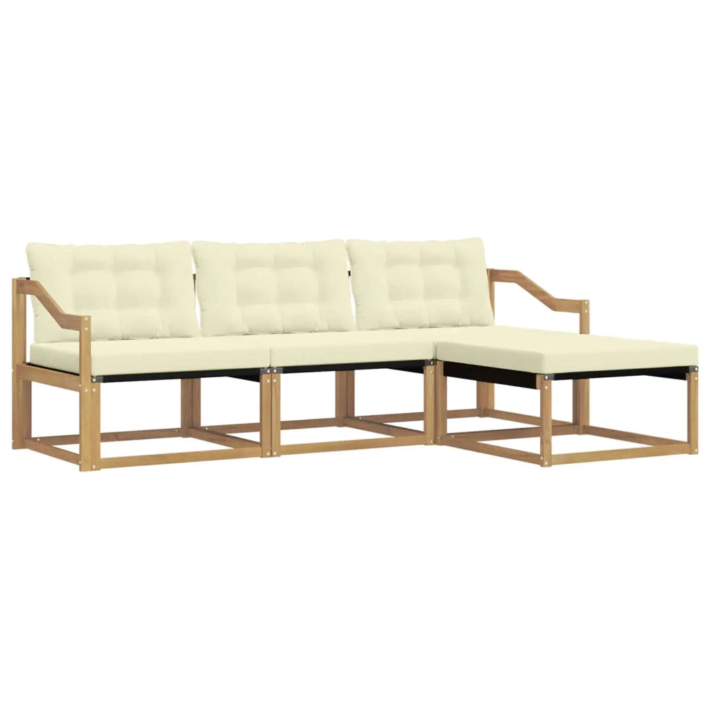 Set di divani da esterno con cuscino 4 pcs Bianco e Crema 3388572