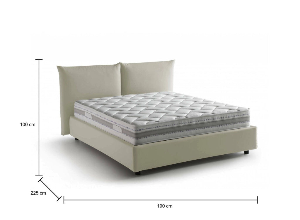 Letto Matrimoniale Arcole, Letto Matrimoniale Materasso Incluso Made in Italy, Beige