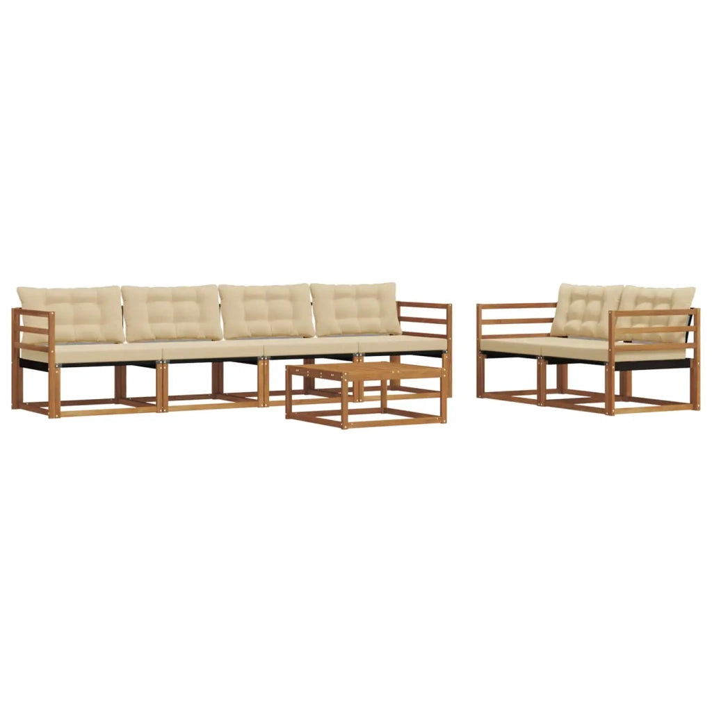 Set di divani da esterno con cuscino 7 pcs Naturale e Beige 3369208