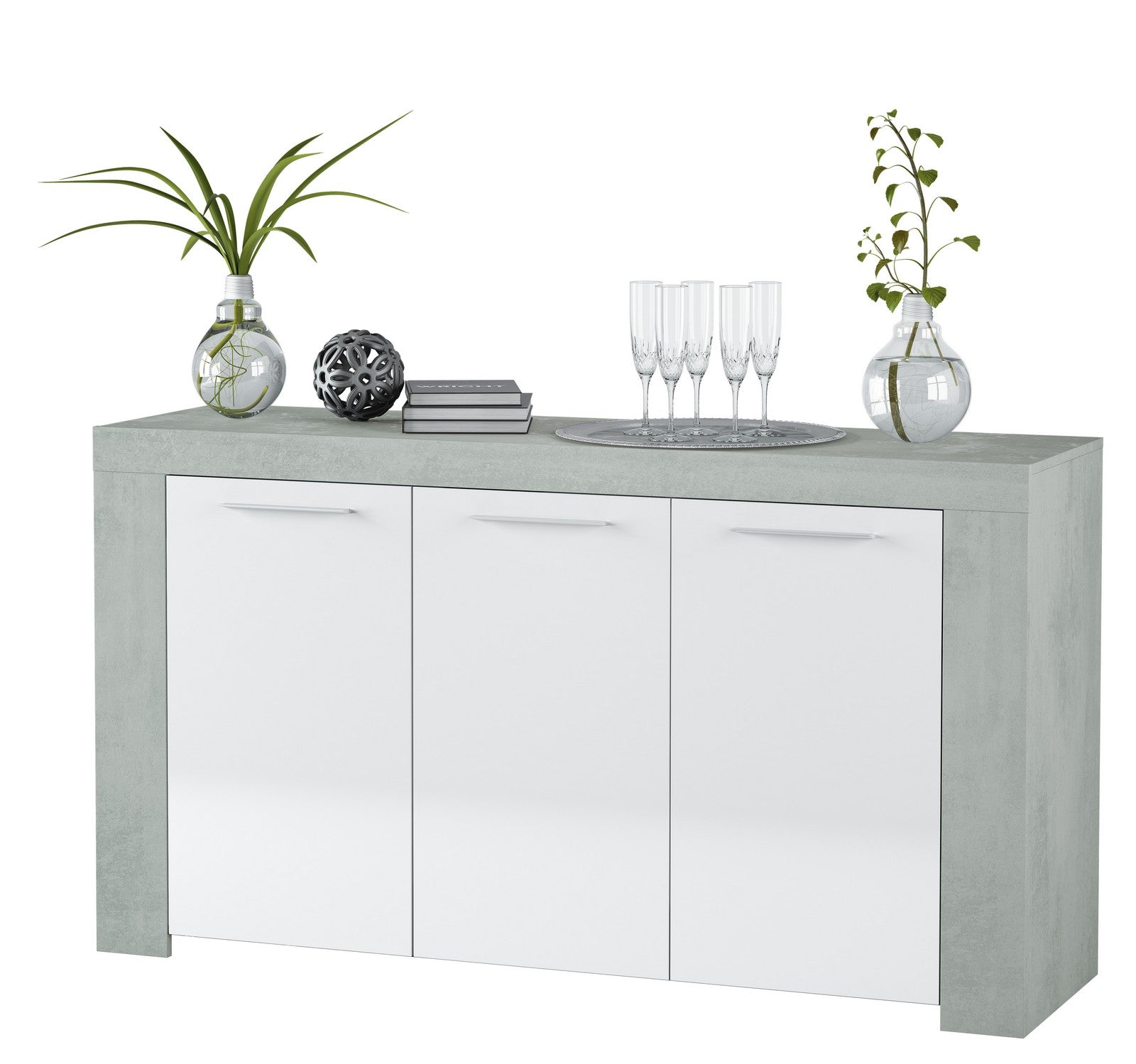 kit credenza 3 ante 'ambit'42x144x80h bianco/cemento cod:ferx.96401