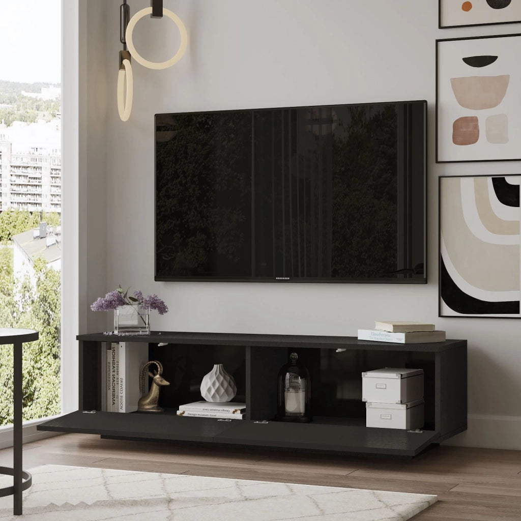 Mobile TV in legno "FN1" - 140 x 35 x 38 cm - Nero