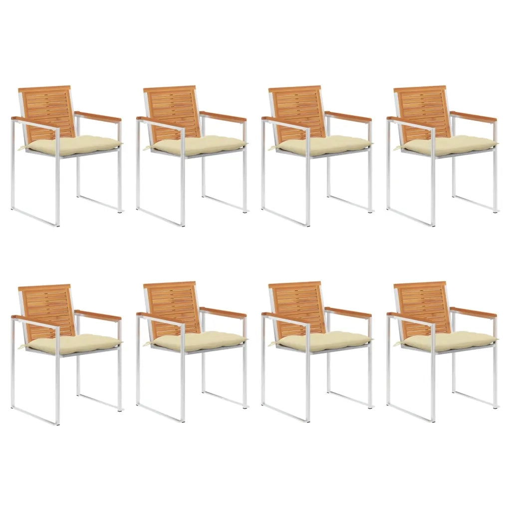Sedie da Giardino con Cuscini 8 pz in Legno Massello di Acacia cod mxl 72272