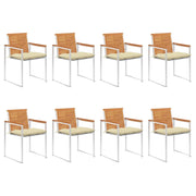 Sedie da Giardino con Cuscini 8 pz in Legno Massello di Acacia cod mxl 72272
