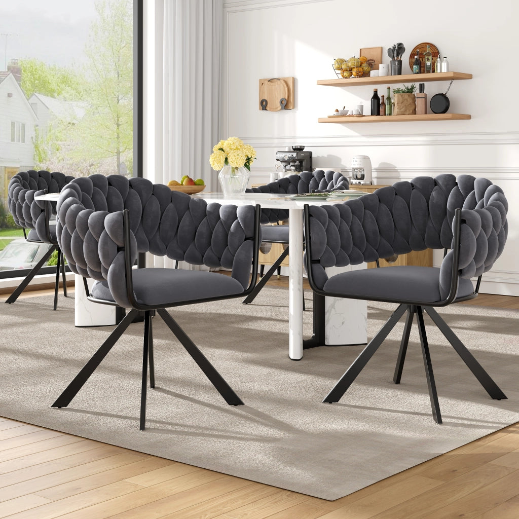 Sedia da Pranzo in Velluto con Gambe in Metallo ¨C MINIMAL ¨C Grigio, Set 4 Pezzi