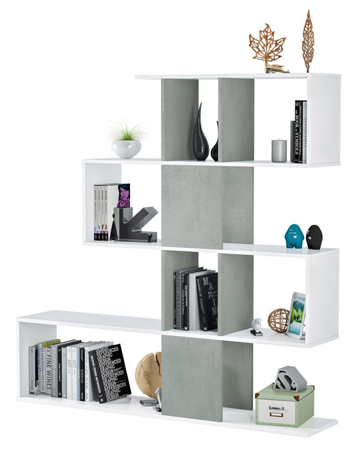 kit libreria zig zag 145x28x145 bianco cemento cod:ferx.96407