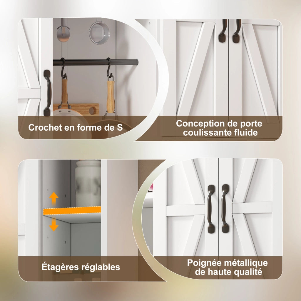 Mobile pensile da parete con 2 ante scorrevoli e ripiani regolabili; 80 x 31 x 76 cm; bianco; MDF