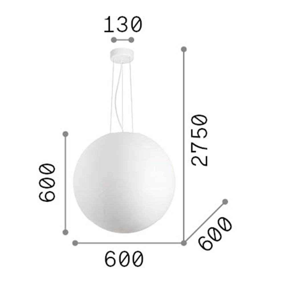 Sospensione Moderna Carta Metallo Bianco 1 Luce E27 D60Cm