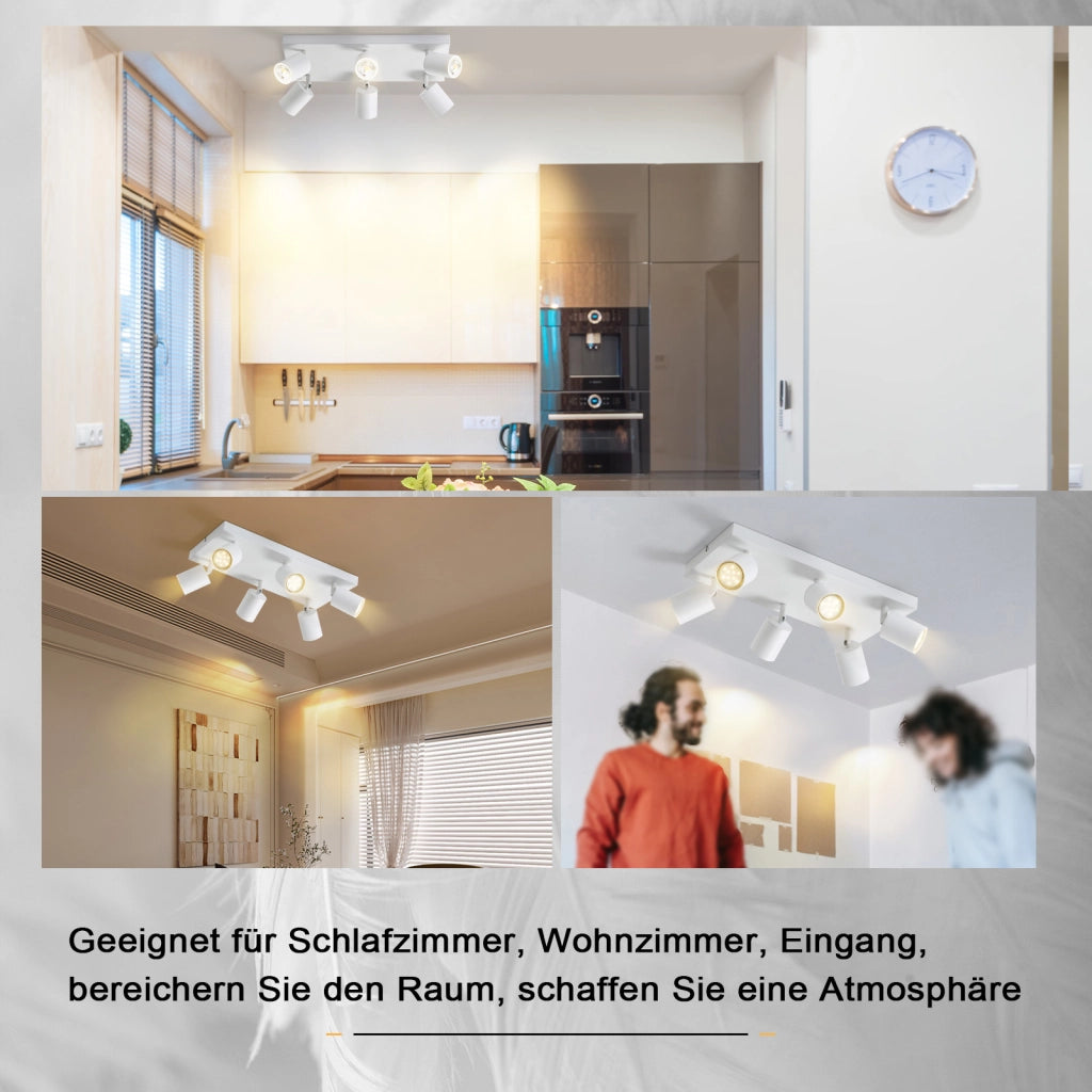 ZMH Faretto da soffitto 6 luci GU10 orientabili 330° moderni per cucina corridoio