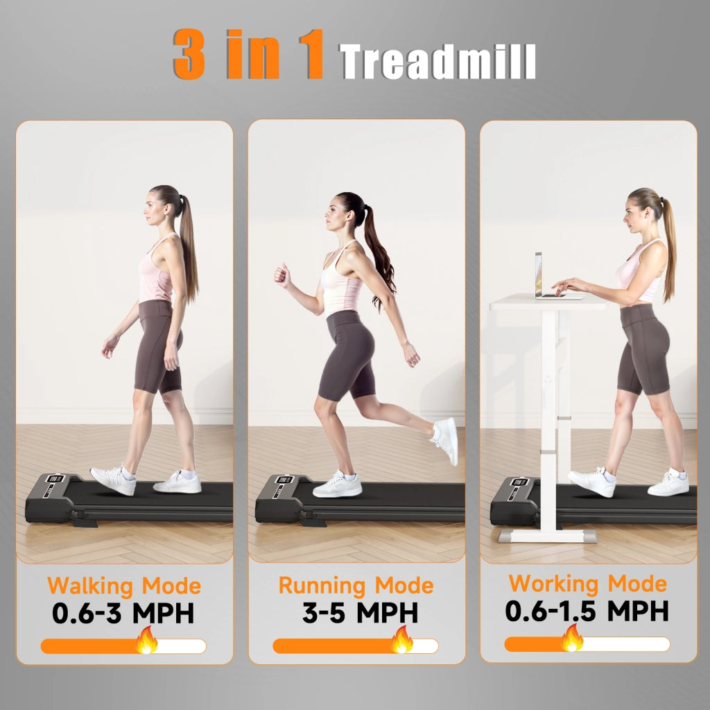 Tapis roulant 3 in 1, tappeto da camminata compatto da 1 a 8 km/h per casa e ufficio con display LED e regolazione dell'inclinazione