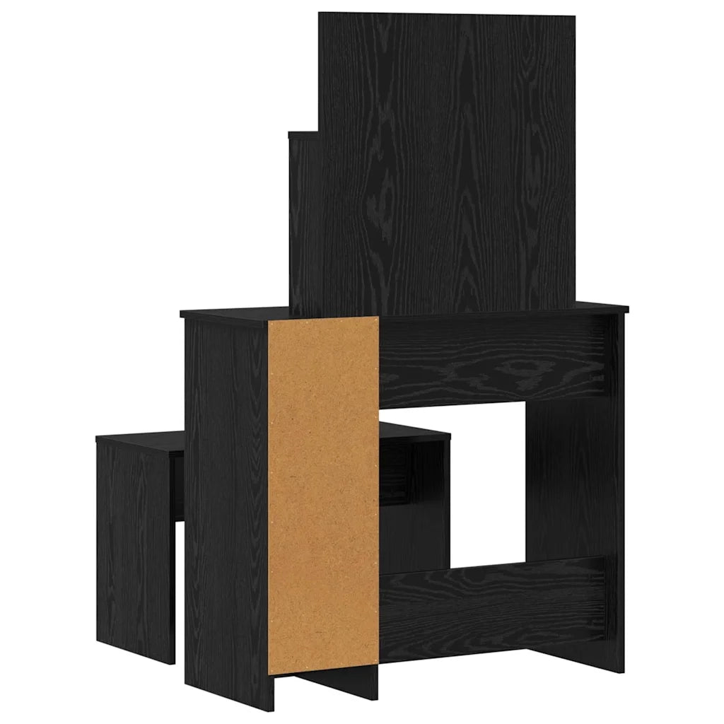 vidaXL Set Tavolo da Trucco Rovere nero 86.5 x 35 x 136 cm
