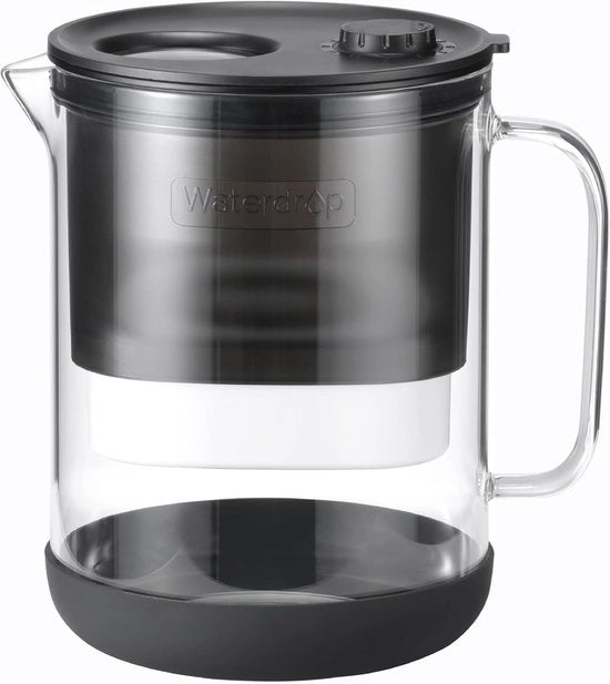 Filtro acqua in vetro - filtro acqua - riduce cloro e metalli pesanti - 1,5 l - vetro - bianco