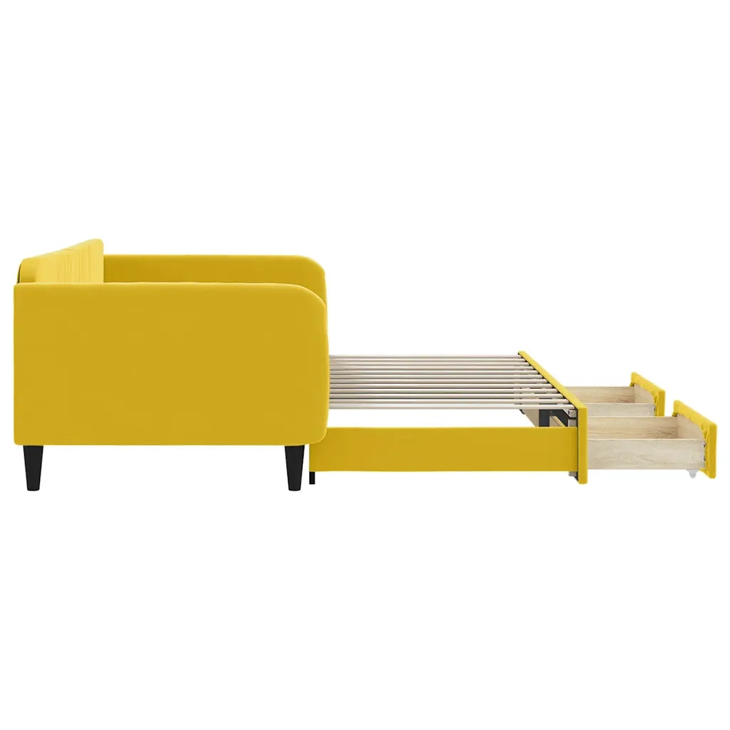 Divano Letto Estraibile con Cassetti Giallo 100x200cm Velluto 3197123