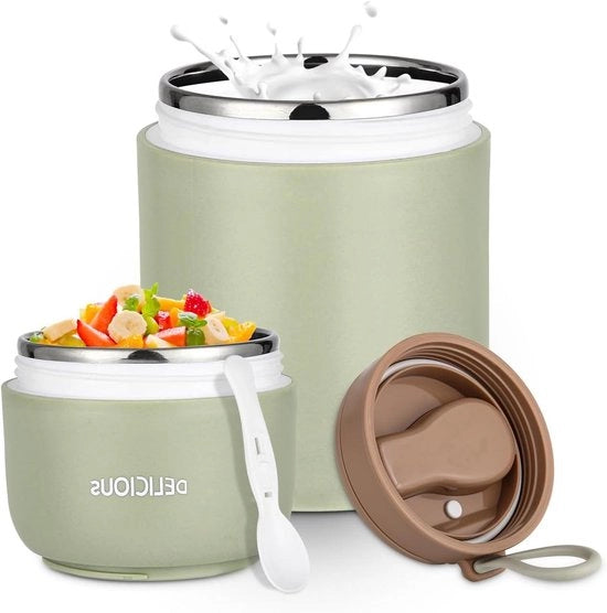 Porta Muesli da Viaggio - senza Lattosio - 720 ml - verde - Acciaio Inossidabile